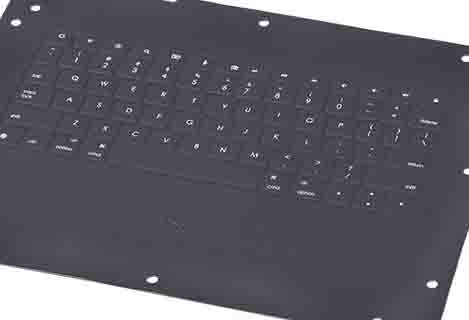 láser uv de 355 nm marcando palabra en el teclado del portátil