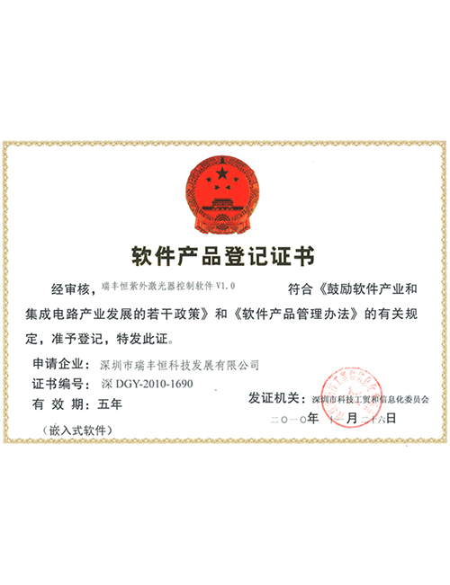 Certificado de registro de producto de software